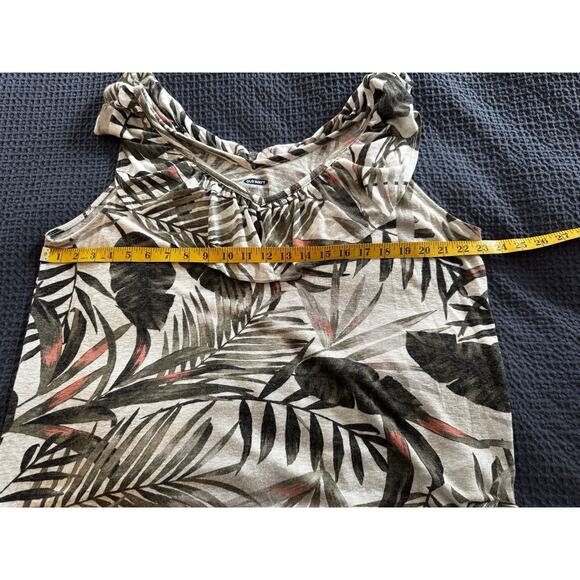 Old Navy Ruffle Trim Linen Blend Palm Print Top Size XL - Picture 6 of 7
